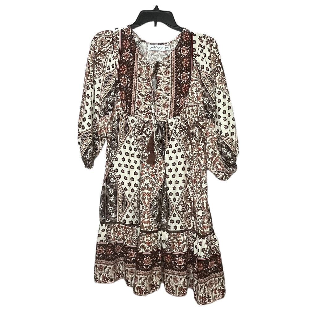 Petal & Pup Boho Flowy Midi Tassel Ruffle Floral Dress Size 2